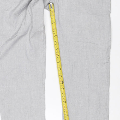 H&M Men's Grey Slim Fit Check Chino Trousers XS