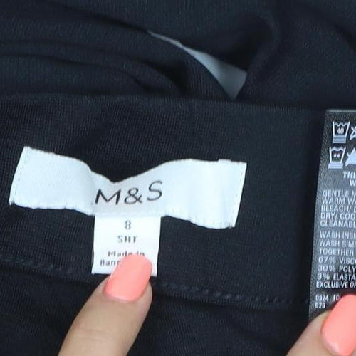 Marks and Spencer Womens Black Size 8 Slim Fit Stretch Trousers