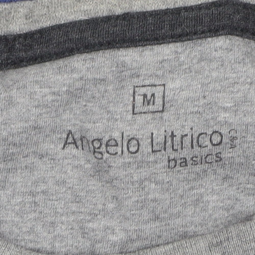 Angelo Litrico Men's Blue Henley Knit Jumper Size M