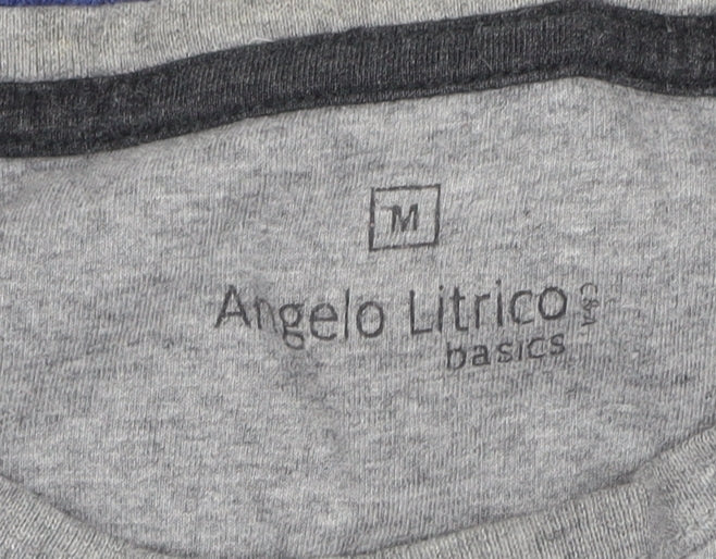 Angelo Litrico Men's Blue Henley Knit Jumper Size M