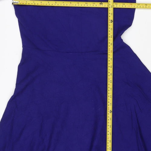 Pink Clover Women’s Blue Fit & Flare Dress Size 12 3/4 Sleeve Knee Length