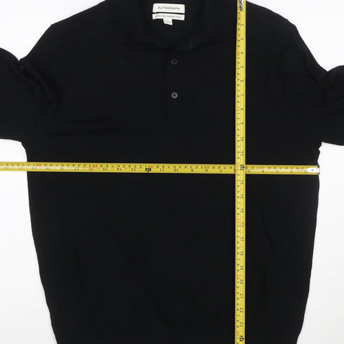 Marks and Spencer Autograph Men’s Black Merino Wool Henley Jumper L