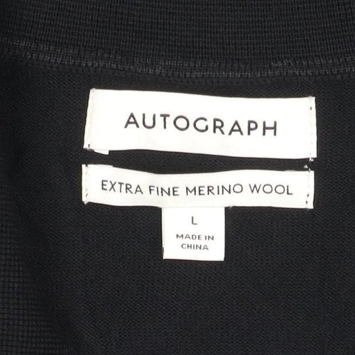 Marks and Spencer Autograph Men’s Black Merino Wool Henley Jumper L
