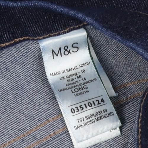 Marks and Spencer Women's Blue Dark Indigo Jegging Jeans Size 18 Long