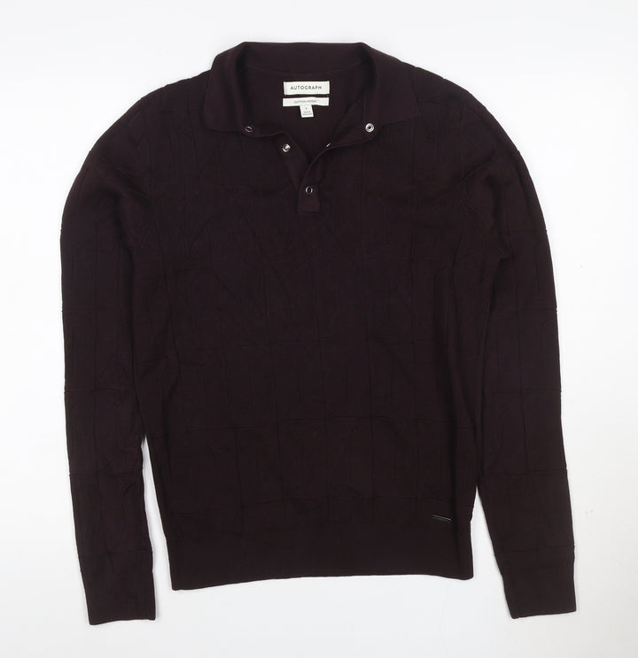 Marks and Spencer Men’s Brown Cotton Modal Henley Jumper Size S