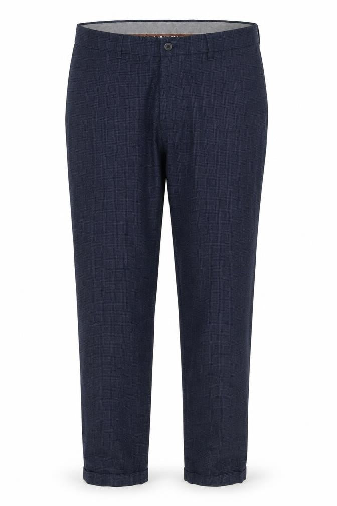 Front view of Next Men's Blue Check Dress Pants 34W 31L Regular Fit Trousers