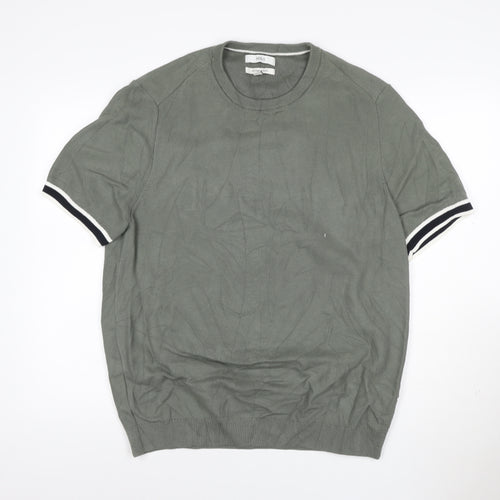 Marks and Spencer Mens Grey XL Cotton Modal Crew Neck Short Sleeve T-Shirt