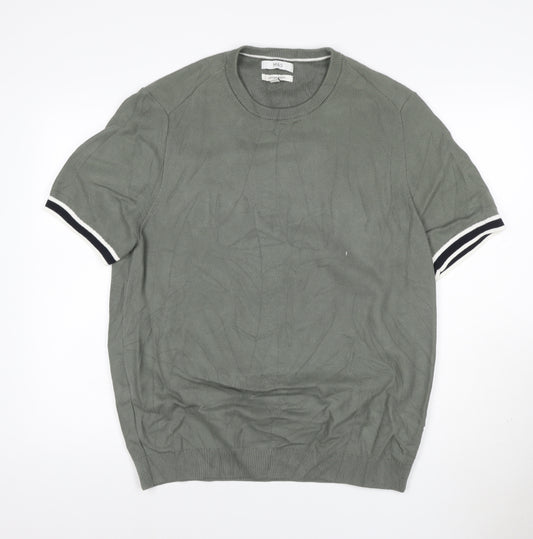 Marks and Spencer Mens Grey XL Cotton Modal Crew Neck Short Sleeve T-Shirt