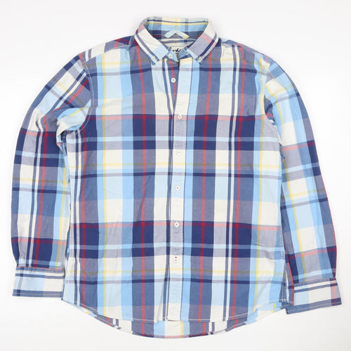 Boden Men's Blue Checked Long Sleeve Button-Up Shirt Size L