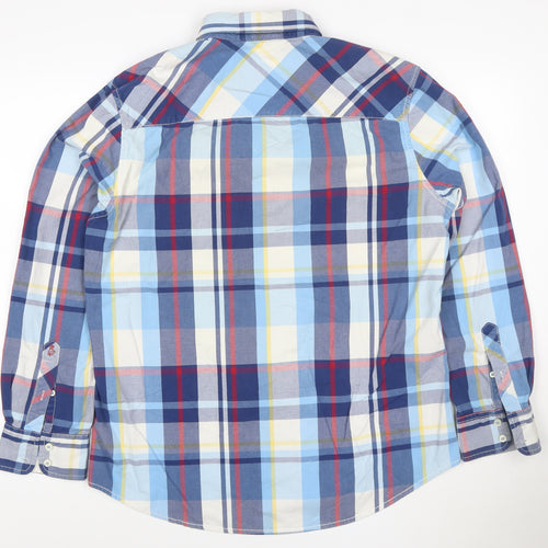 Boden Men's Blue Checked Long Sleeve Button-Up Shirt Size L