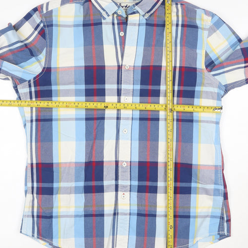 Boden Men's Blue Checked Long Sleeve Button-Up Shirt Size L