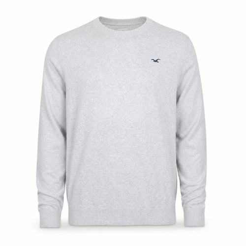 Hollister Men Grey Cotton Blend Crew Neck Pullover Jumper L