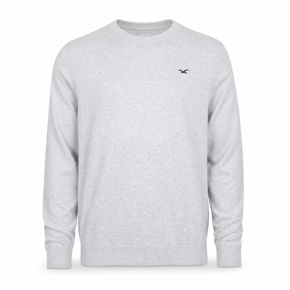 Hollister Men Grey Cotton Blend Crew Neck Pullover Jumper L