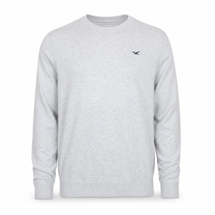 Hollister Men Grey Cotton Blend Crew Neck Pullover Jumper L