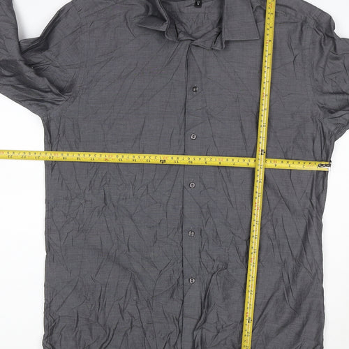 Marks and Spencer Autograph Grey Pure Cotton Men's 16 Regular Fit Long Sleeve Shirt