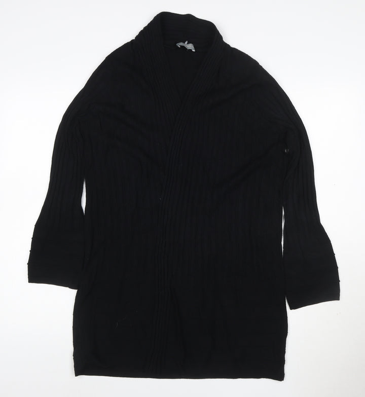 Marks and Spencer Per Una Women’s Black Size 14 Open Ribbed Knit Cardigan