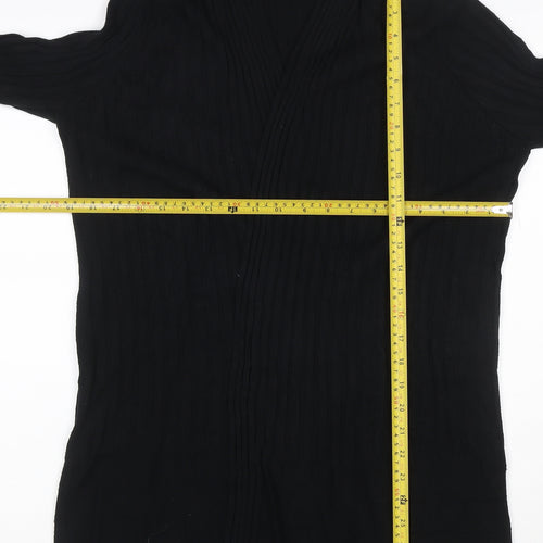 Marks and Spencer Per Una Women’s Black Size 14 Open Ribbed Knit Cardigan