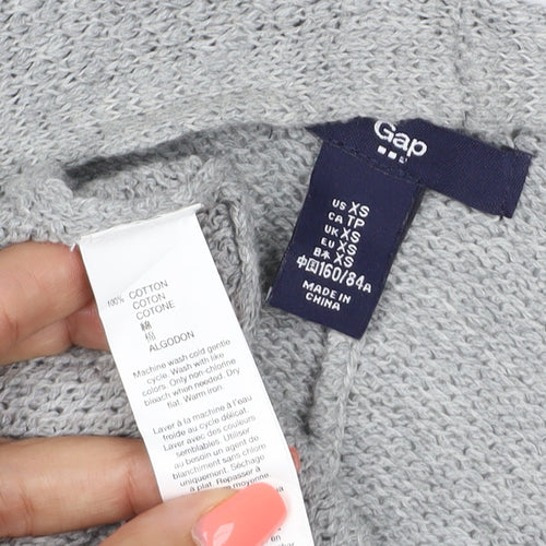 Gap Womens Grey XS Open-Knit Short Sleeve Cotton Cardigan