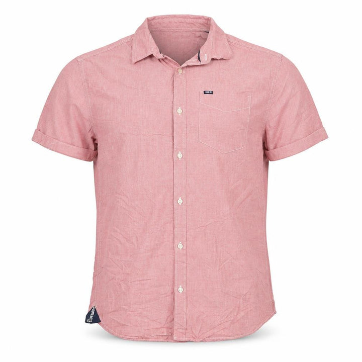 Superdry Men Red Short Sleeve Cotton Button-Up Shirt M