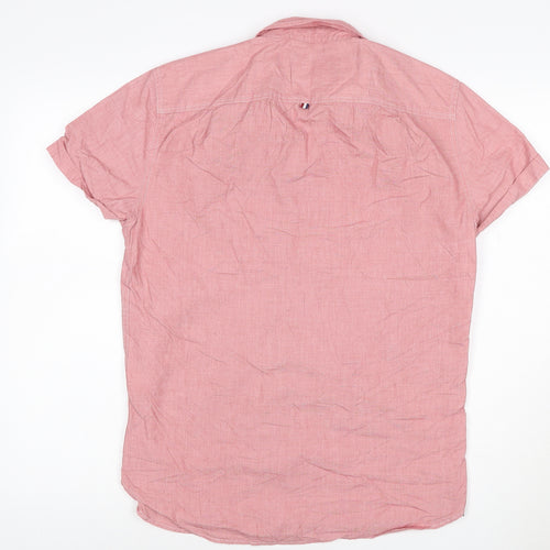 Superdry Men Red Short Sleeve Cotton Button-Up Shirt M