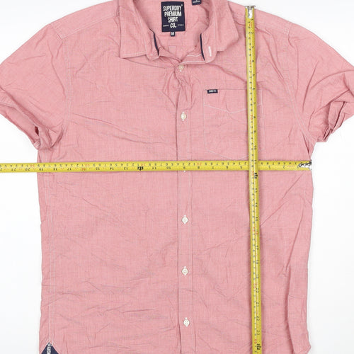 Superdry Men Red Short Sleeve Cotton Button-Up Shirt M