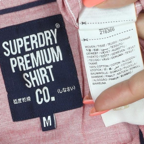 Superdry Men Red Short Sleeve Cotton Button-Up Shirt M