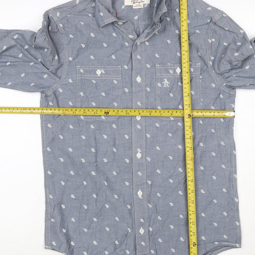 Original Penguin Blue Paisley Mens Button-Up Shirt Size S