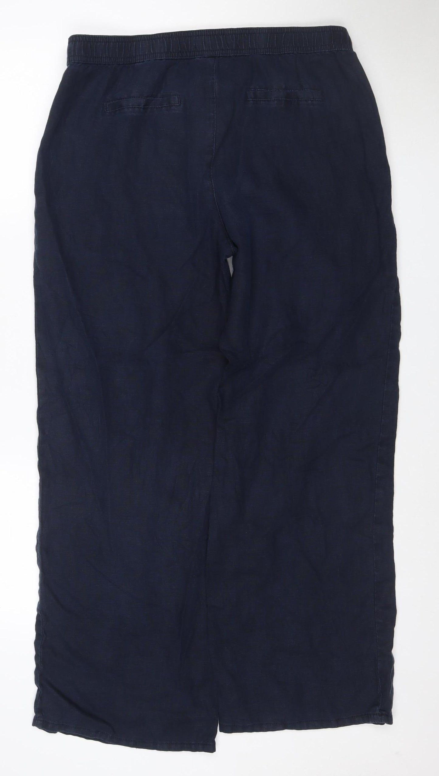 Marks and Spencer Women’s Blue Linen Relaxed Wide Leg Trousers Size 14