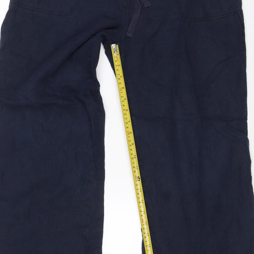 Marks and Spencer Women’s Blue Linen Relaxed Wide Leg Trousers Size 14
