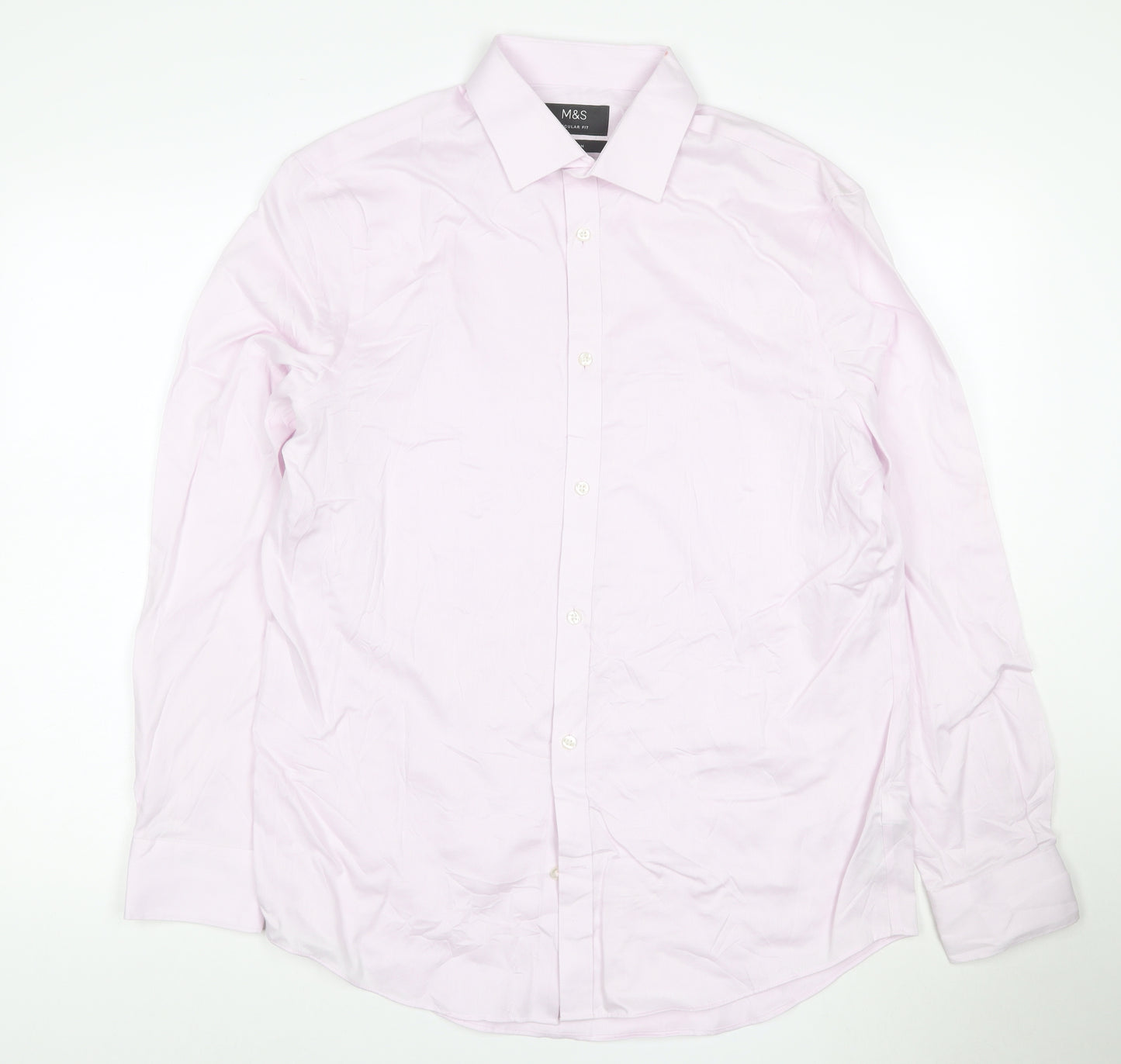 Marks and Spencer Men’s Pink 16in Regular Fit Long Sleeve Cotton Shirt