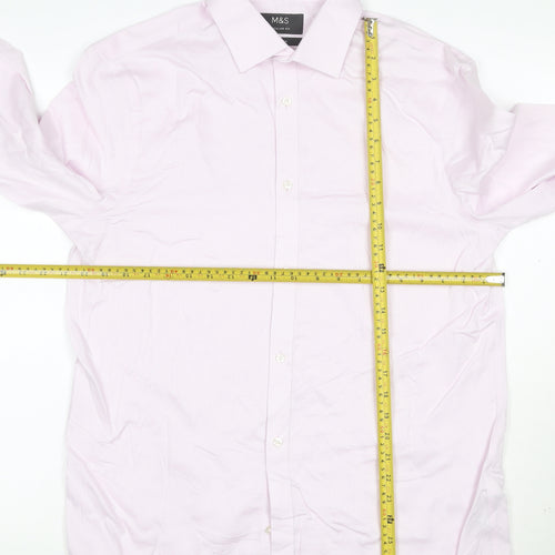 Marks and Spencer Men’s Pink 16in Regular Fit Long Sleeve Cotton Shirt