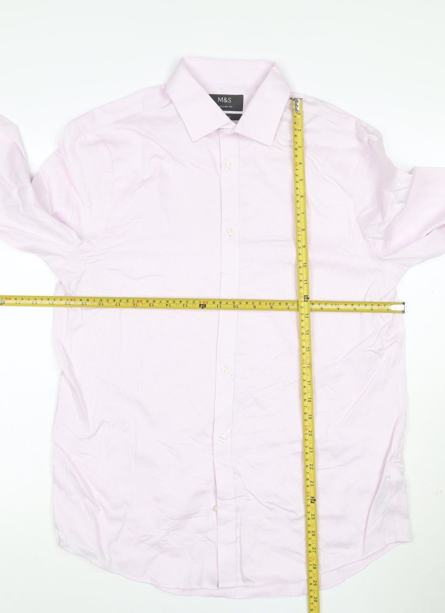 Marks and Spencer Men’s Pink 16in Regular Fit Long Sleeve Cotton Shirt