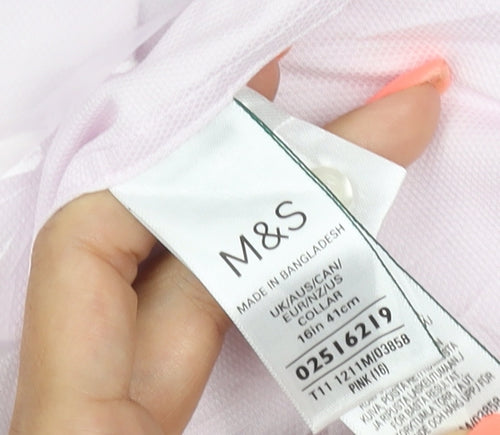 Marks and Spencer Men’s Pink 16in Regular Fit Long Sleeve Cotton Shirt