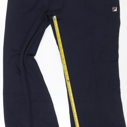Fila Men's Navy Blue Track Pants Size 34 Regular Fit Polyester Cotton