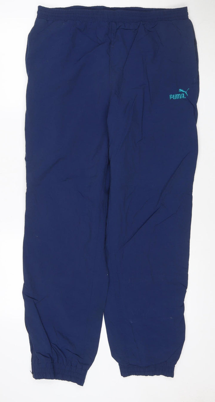 Puma Mens Blue Track Pants L Lightweight Woven Sports Trousers