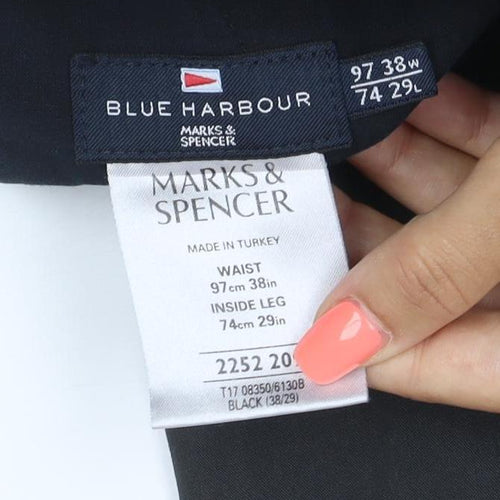 Marks and Spencer Blue Harbour Men's Black 38W 29L Chino Trousers