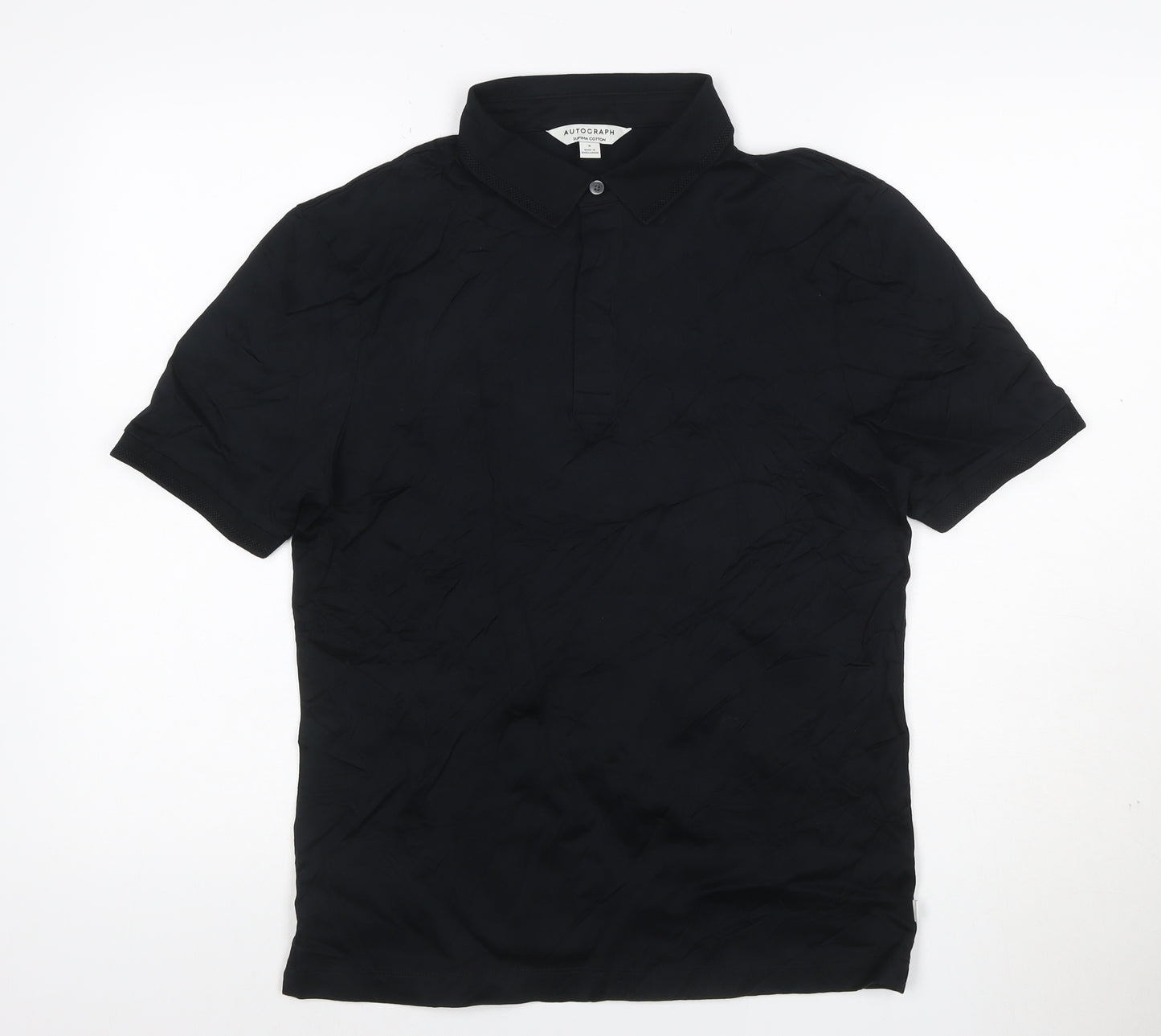 Marks and Spencer Autograph Men's Black Cotton Polo Shirt S