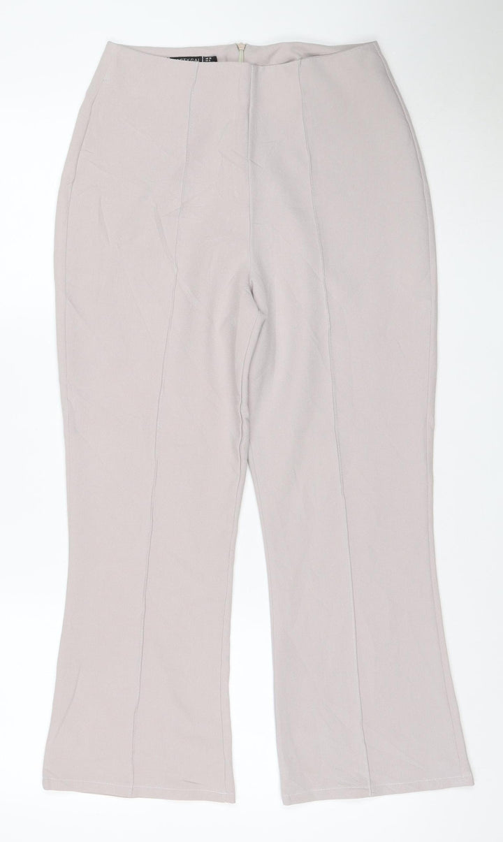 Nasty Gal Women’s Beige Wide-Leg Crepe Trousers UK 10