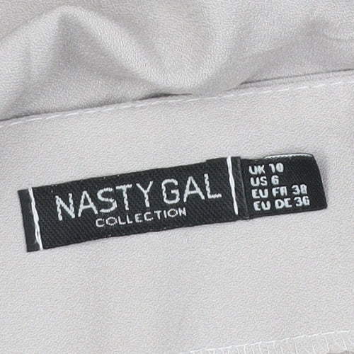 Nasty Gal Women’s Beige Wide-Leg Crepe Trousers UK 10