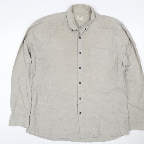 AW85 Men's Grey XL Button-Down Long Sleeve Casual Shirt