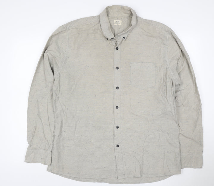 AW85 Men's Grey XL Button-Down Long Sleeve Casual Shirt