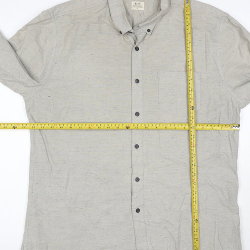 AW85 Men's Grey XL Button-Down Long Sleeve Casual Shirt