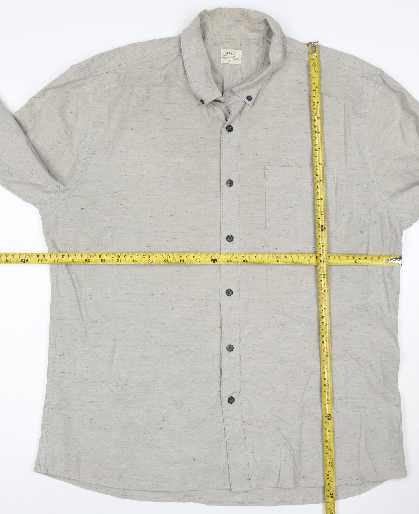 AW85 Men's Grey XL Button-Down Long Sleeve Casual Shirt