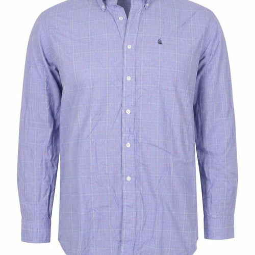 Nautica Men's Blue Check 15.5 Button-Down Long Sleeve Cotton Shirt