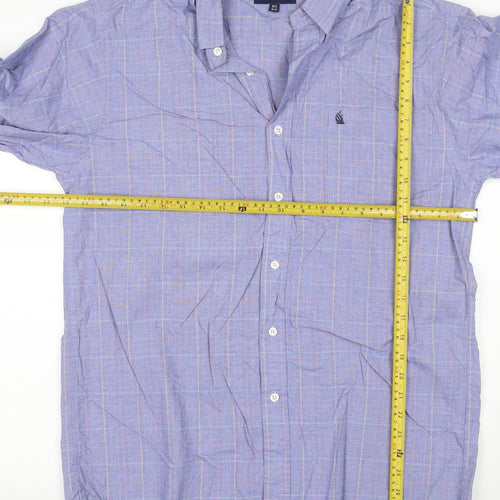 Nautica Men's Blue Check 15.5 Button-Down Long Sleeve Cotton Shirt