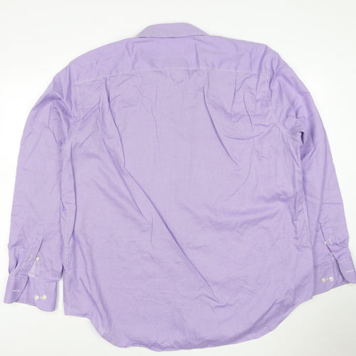 Marks and Spencer Men's Purple Regular Fit Long Sleeve Cotton Shirt Size 18 46