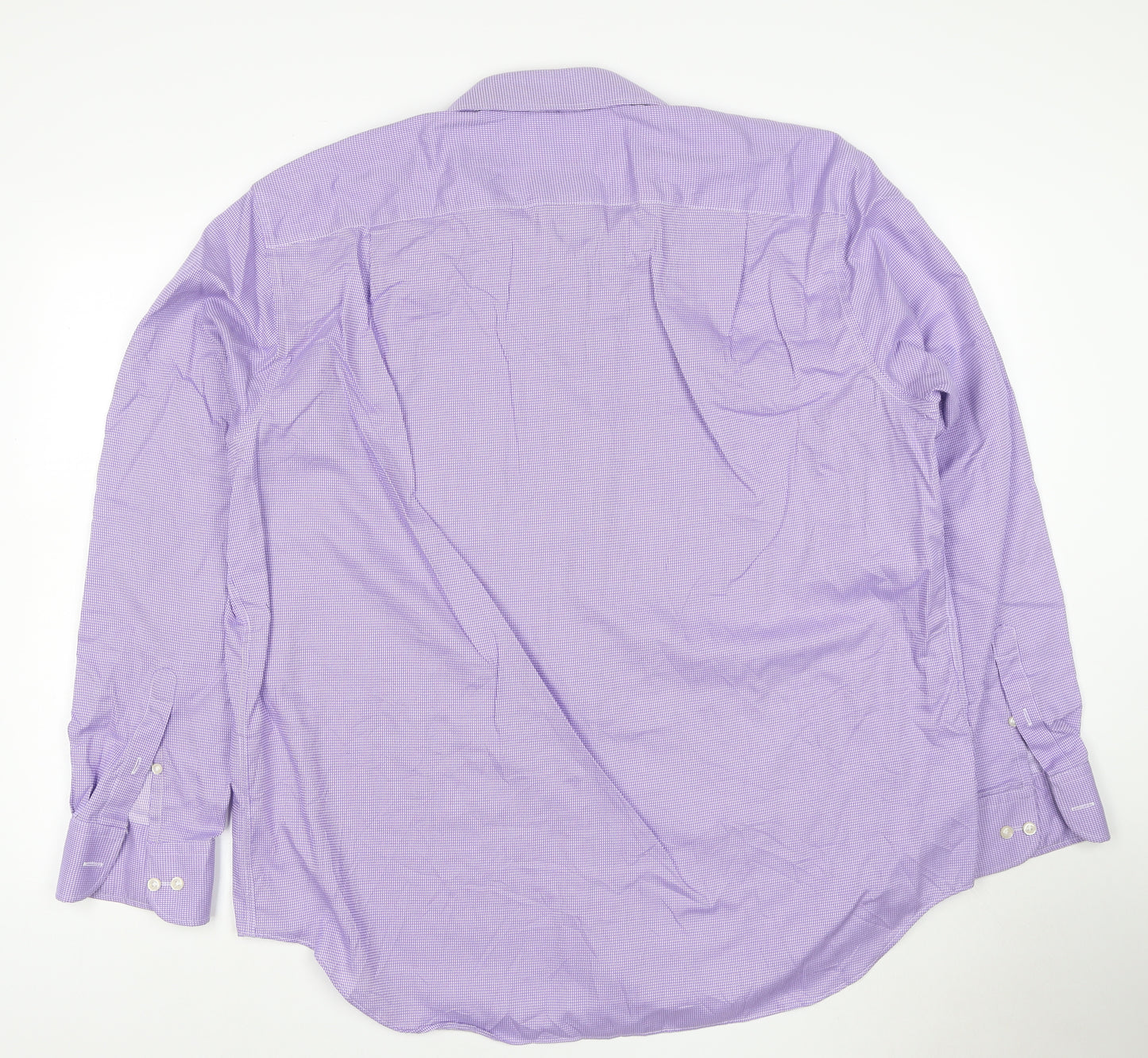 Marks and Spencer Men's Purple Regular Fit Long Sleeve Cotton Shirt Size 18 46