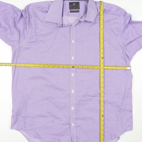 Marks and Spencer Men's Purple Regular Fit Long Sleeve Cotton Shirt Size 18 46