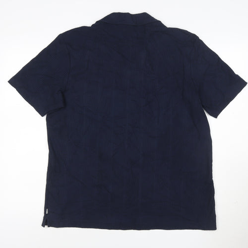 Marks and Spencer Autograph Men's Navy Cotton Short Sleeve Polo L