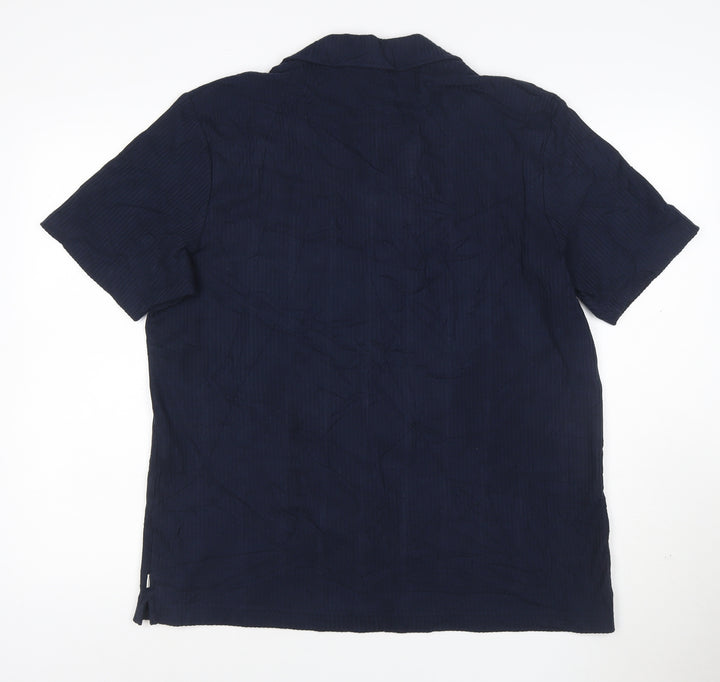 Marks and Spencer Autograph Men's Navy Cotton Short Sleeve Polo L